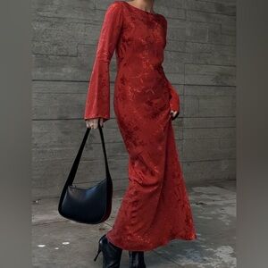 Rumored Sweet Talker Maxi Dress in cinnamon.